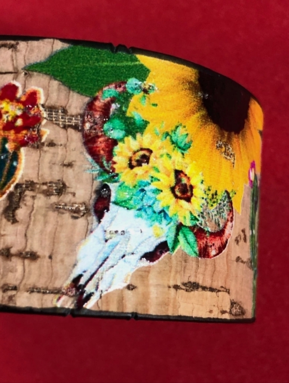 Sunflower & Succulent Cuff Bracelet - Floral Western Style - Picture 3 of 4